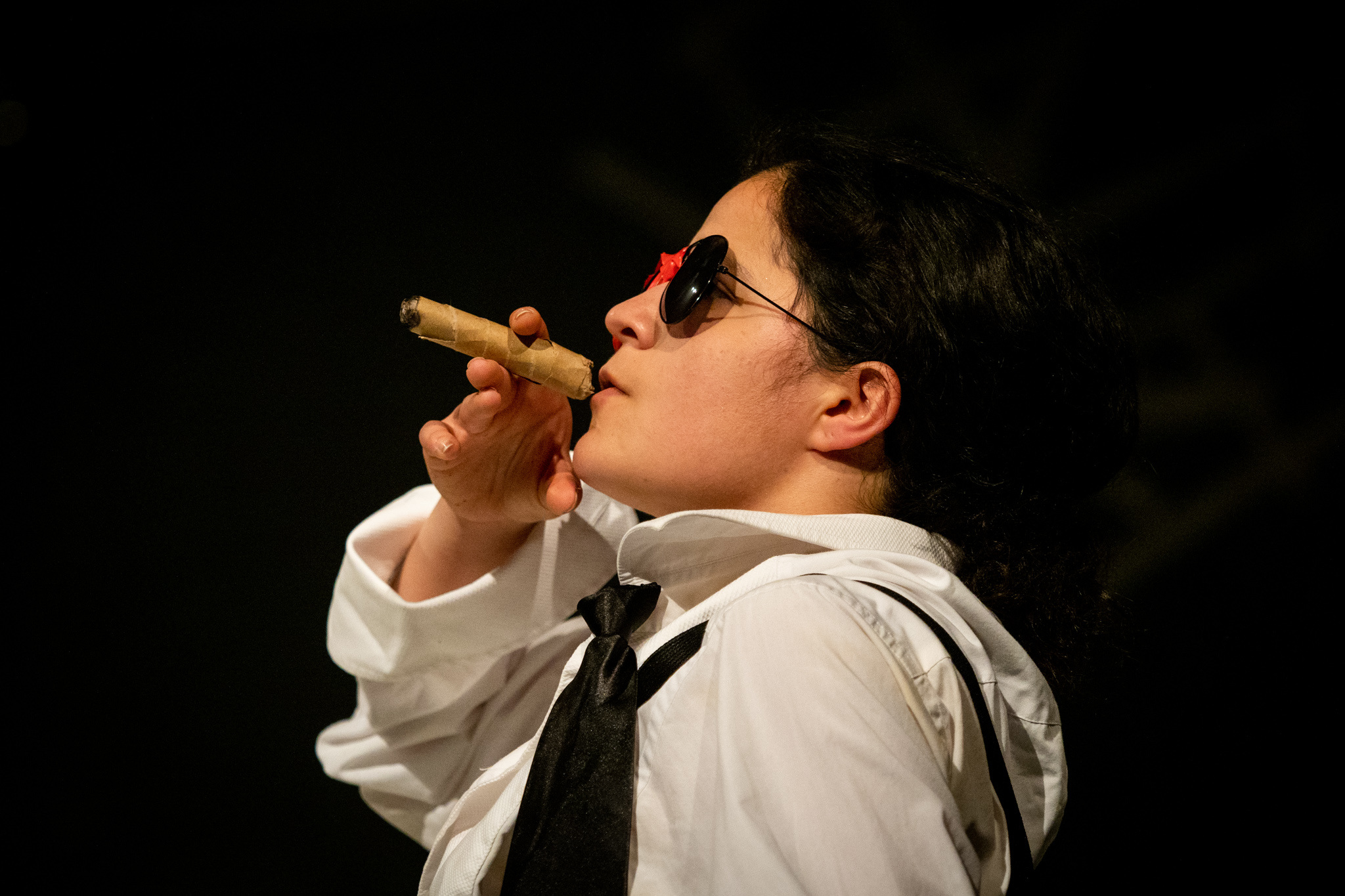 Ana Scotney performs Mr Burns, A Post-Electric Play at Rangatira, Q Theatre, 2018.