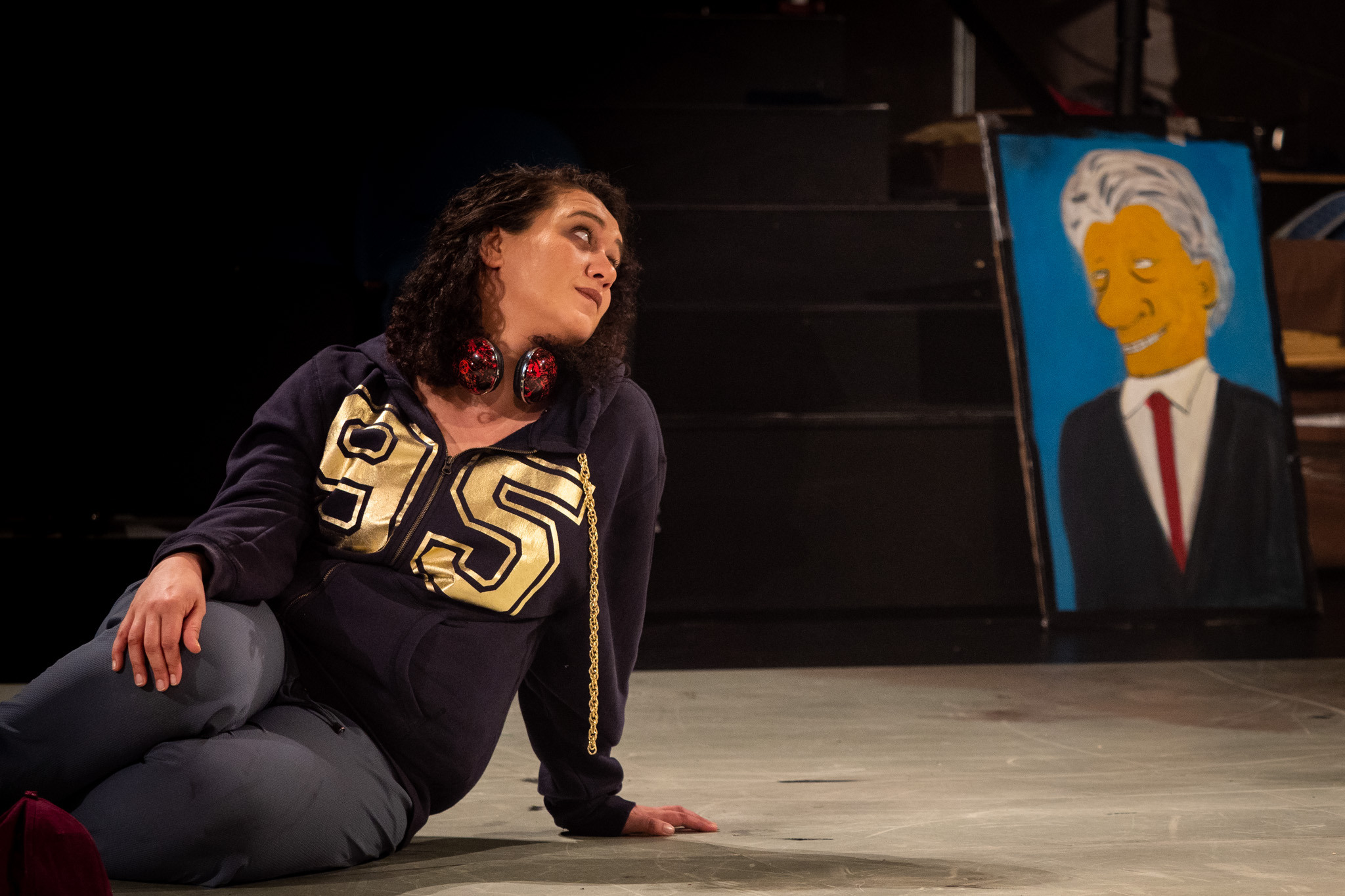 Carrie Green performs Mr Burns, A Post-Electric Play at Rangatira, Q Theatre, 2018.