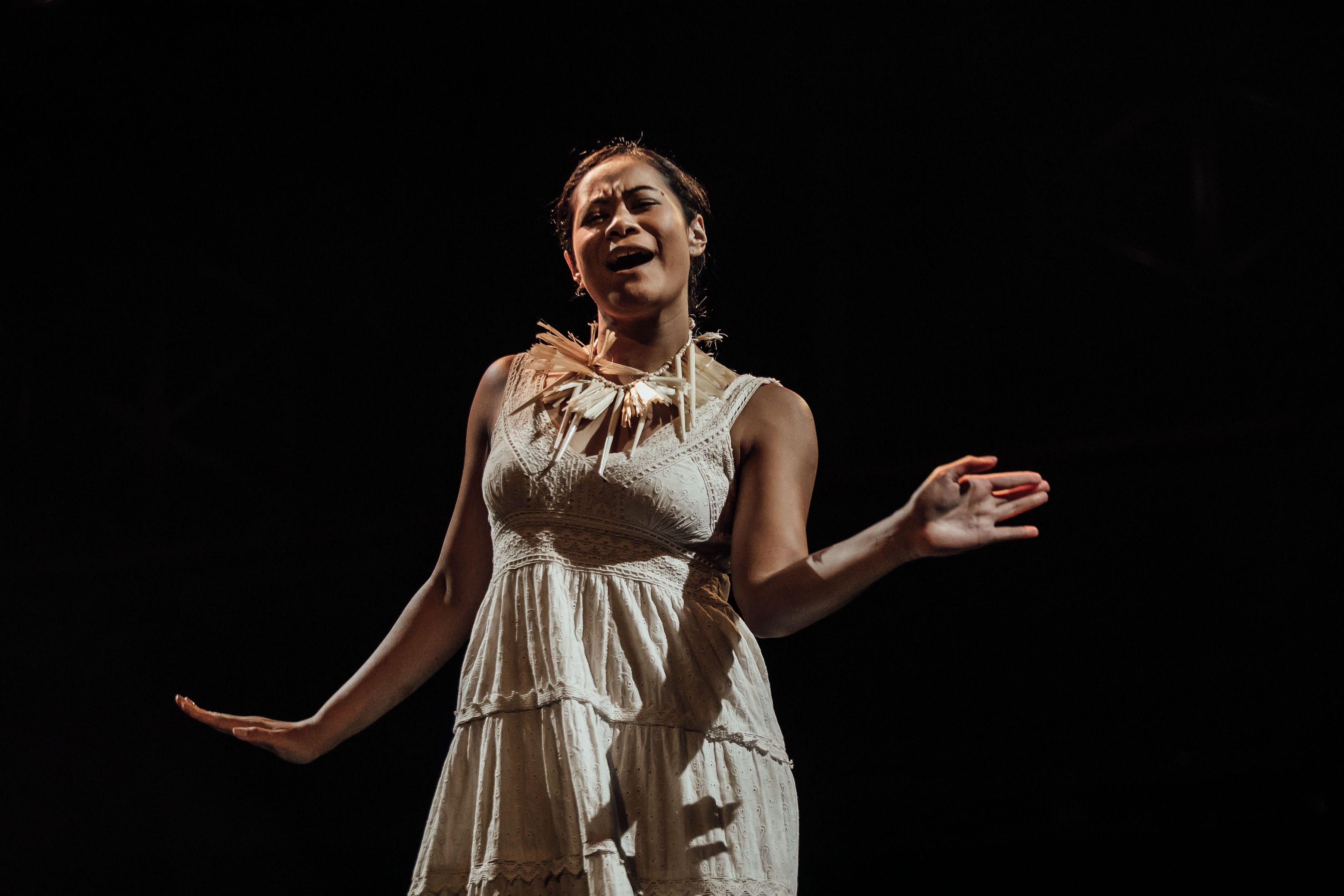 Gaby Solomona performs UPU performs at Rangatira, Q Theatre, 2020.