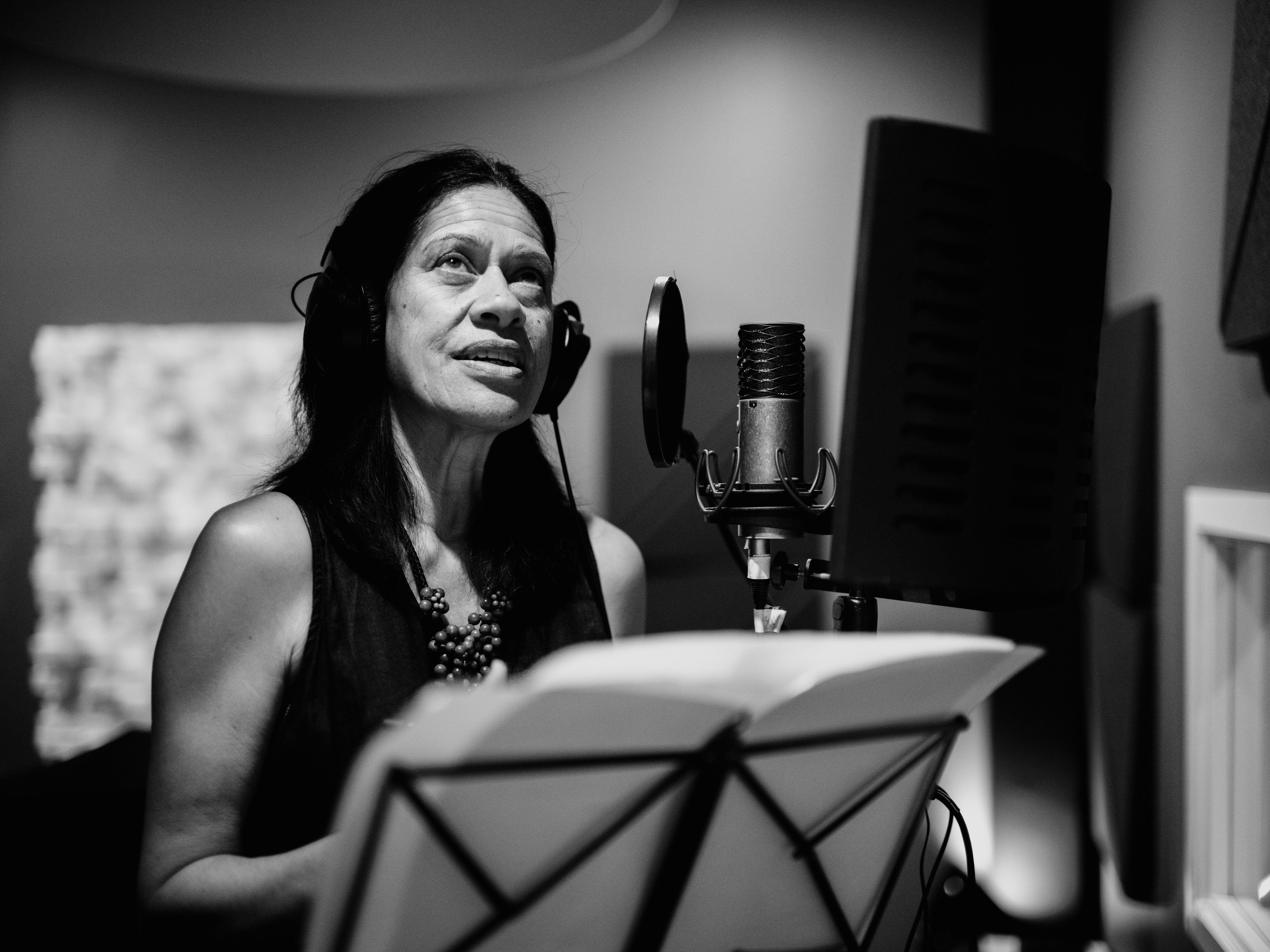 Tanea Heke in the recording studio for MAURI TAU