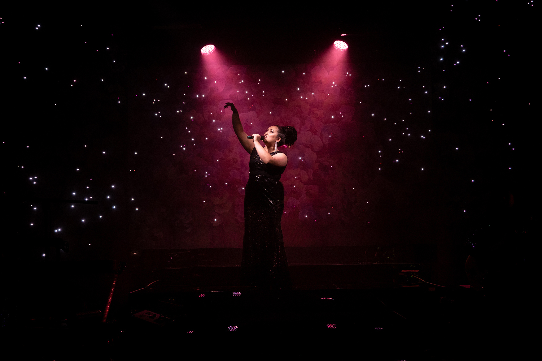 Sarah Nessia Hall performs Here Lies Love, at Rangatira, Q Theatre 2018.