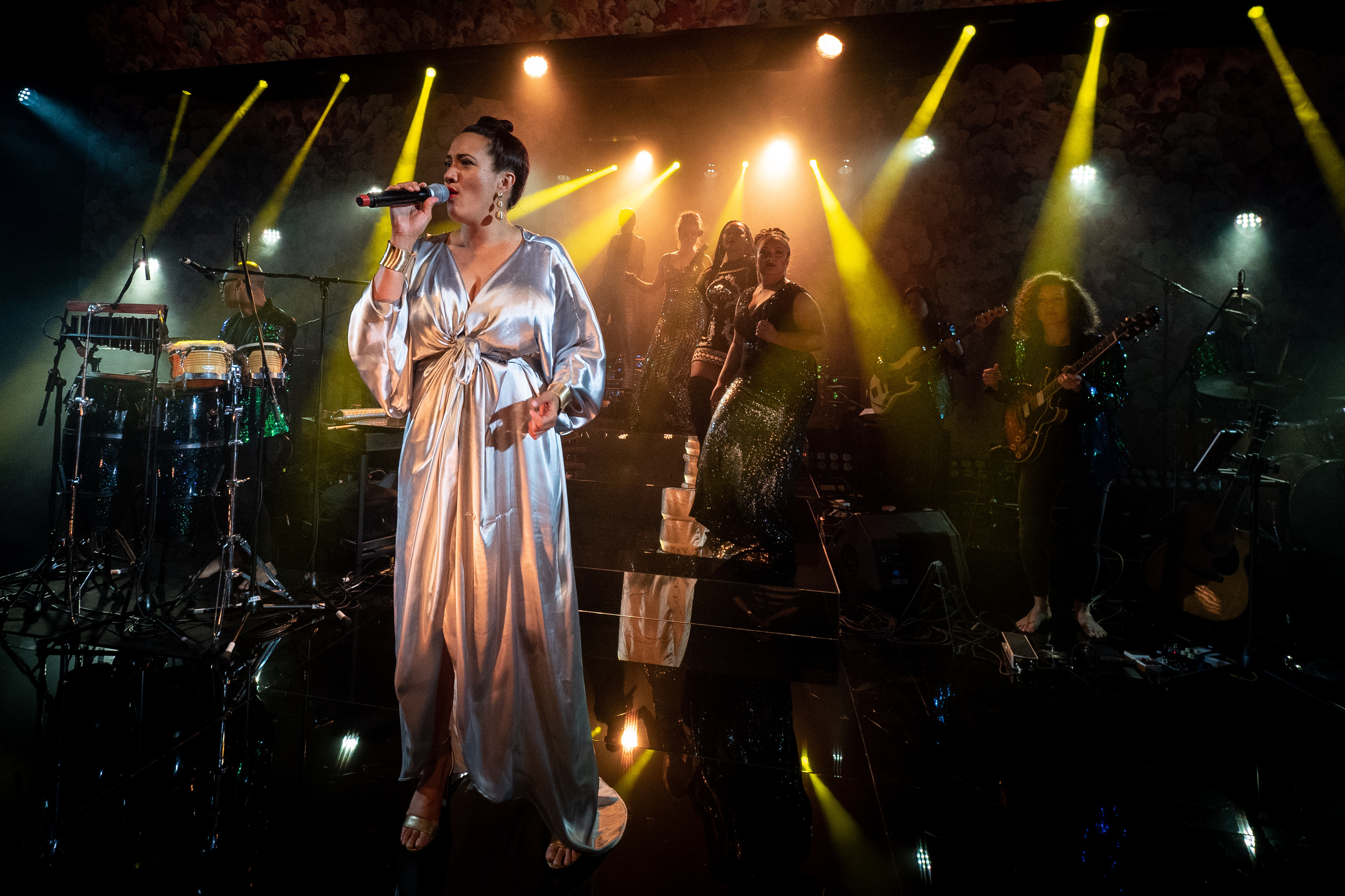 Ria Hall performs Here Lies Love, at Rangatira, Q Theatre 2018.